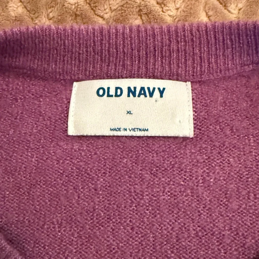 Old Navy Womens XL Colorblock Crew Neck Sweater Purple Magenta Burgundy Knit